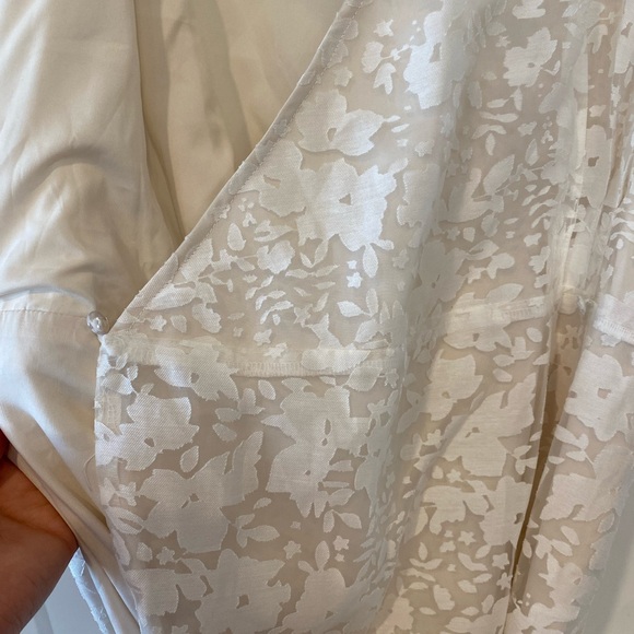 Unique Vintage Cream Pattern Wrap Midi Dress - Picture 3 of 8